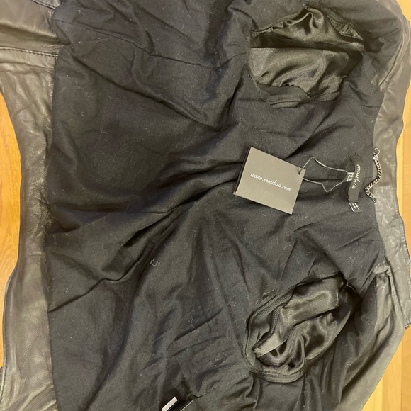 Muubaa shearling aviator biker jacket real sheepskin lamb leather size 6 black - Picture 8 of 13